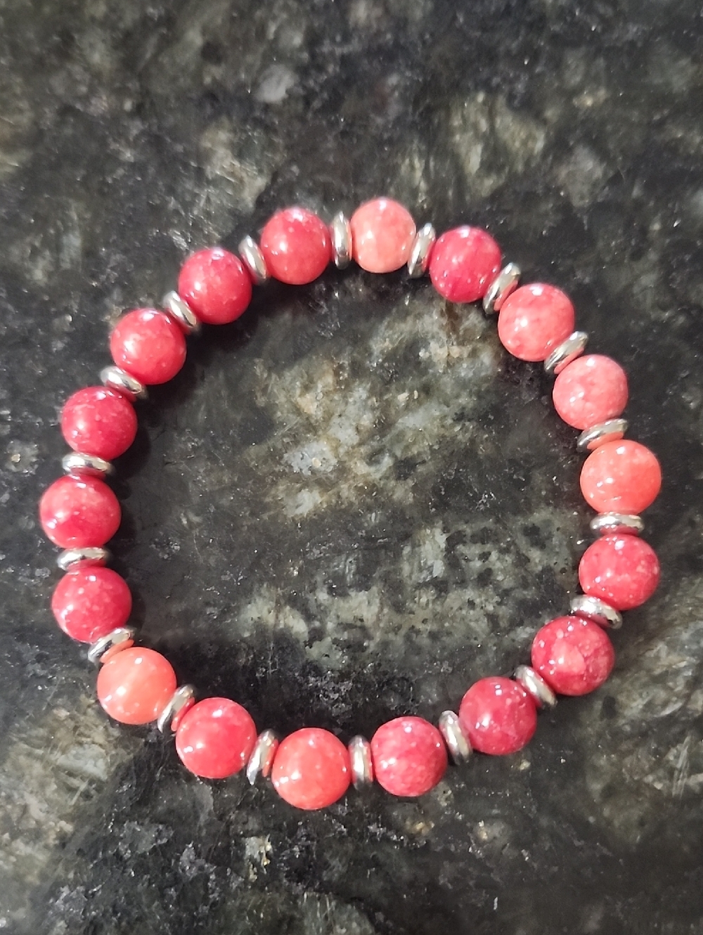 Handmade Red Agate Beaded Bracelet